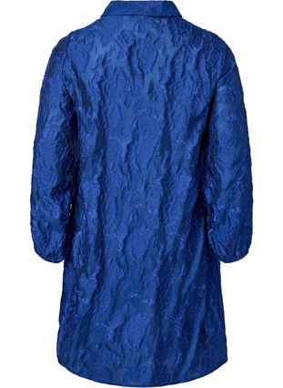 Lang skjorte i jacquard, Mazarine Blue, Packshot image number 1