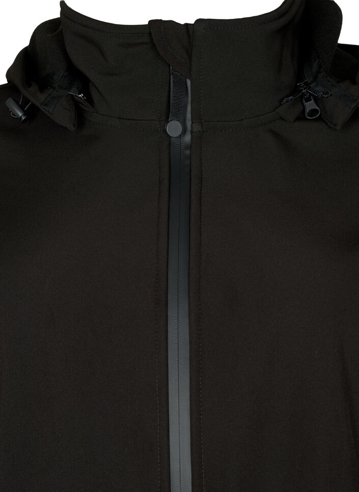 Kort softshell jakke med aftagelig h&aelig;tte, Sort, Packshot image number 2