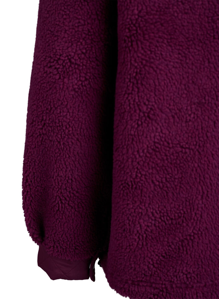 Fleecejakke med quiltede detaljer, Rød, Packshot image number 3