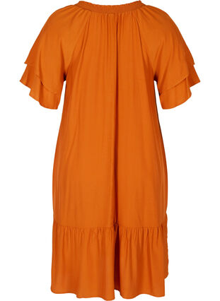 Kortærmet kjole med a-form og lommer, Autumnal, Packshot image number 1