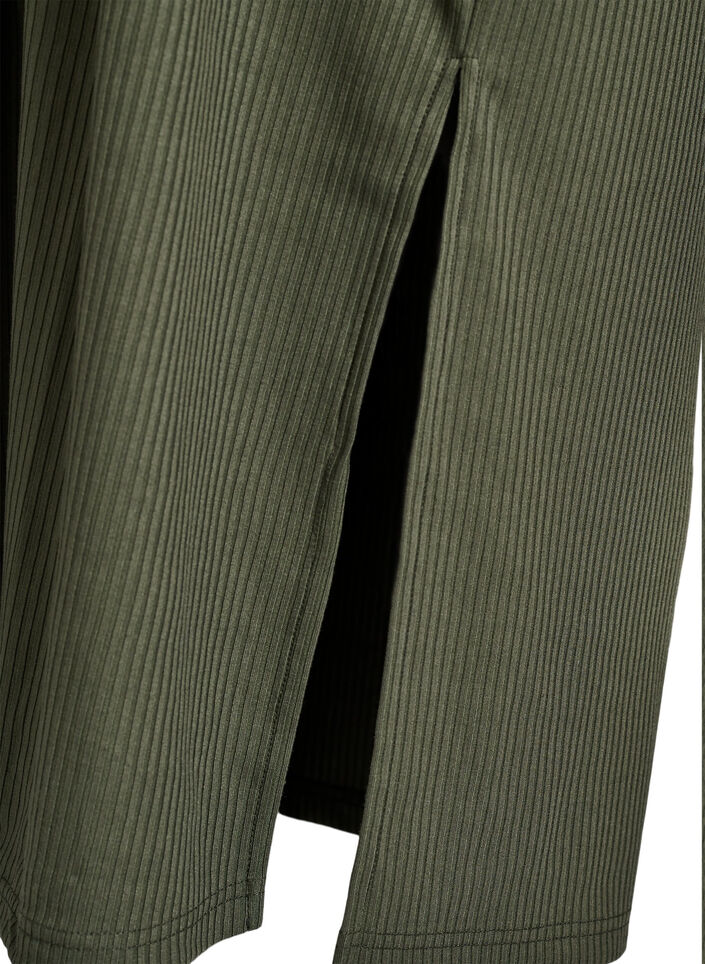 Maxikjole i jersey med krave og korte ærmer, Grøn, Packshot image number 3