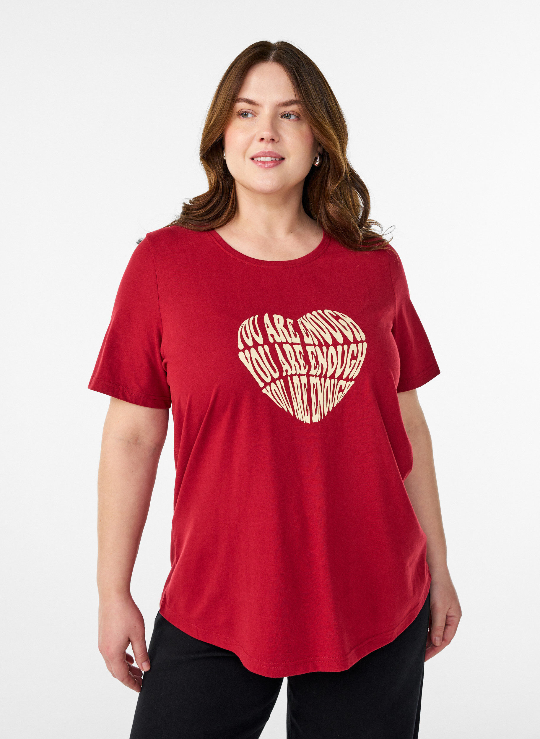 T-shirt med motiv , R&oslash;d, Model