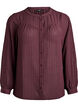 Skjortebluse med prikket struktur og broderidetaljer, Mørk Bordeaux, Packshot image number 0