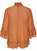 Bluse med sl&oslash;jfeb&aring;nd og fl&aelig;sedetaljer, Brun, Packshot image number 1
