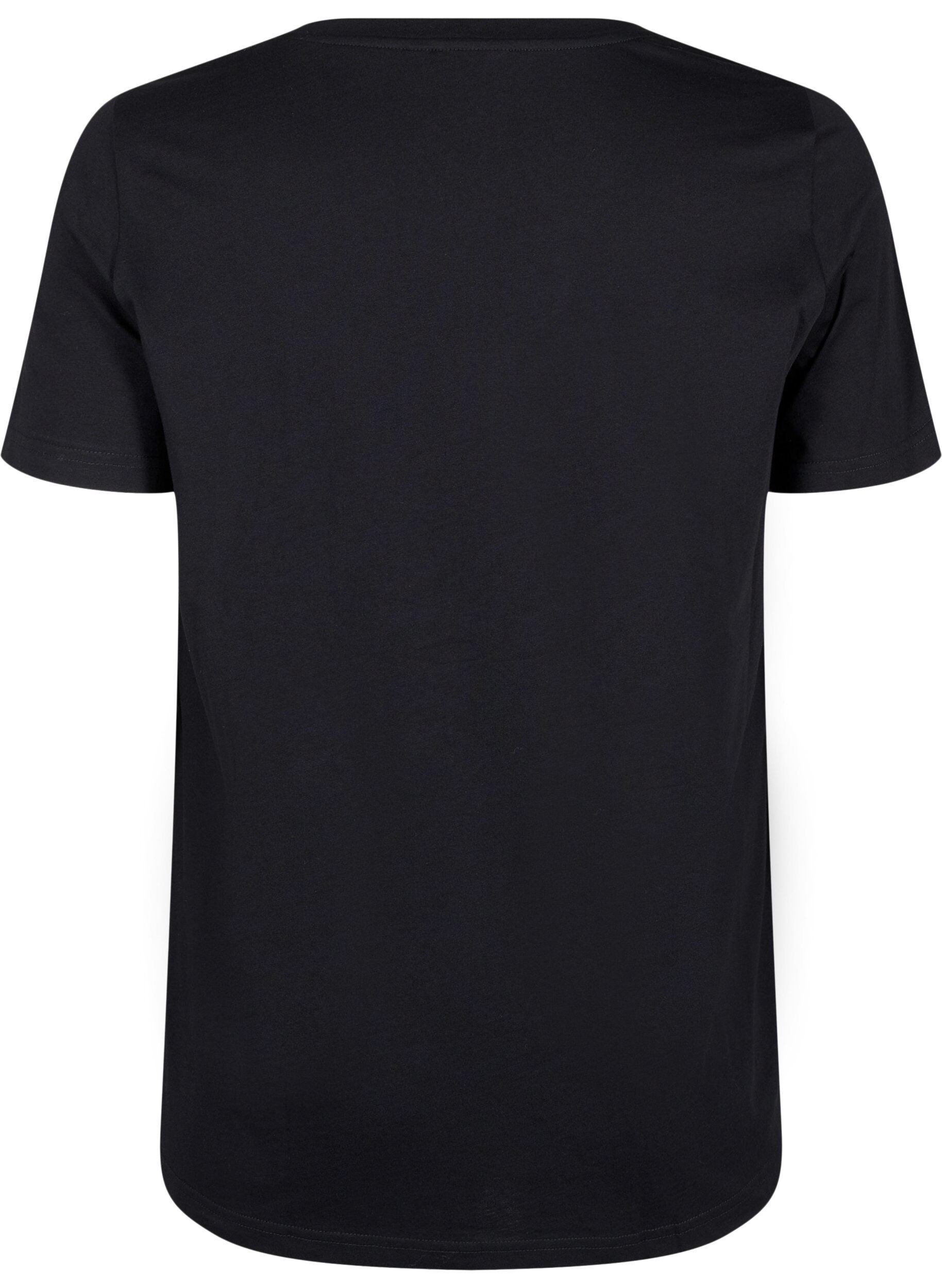 Zizzi Bomulds t-shirt med print, Black w. Silverlion, Packshot image number 1