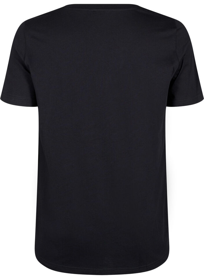 Bomulds t-shirt med print, Black w. Silverlion, Packshot image number 1