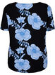 FLASH - Kortærmet bluse i viskose med print, Sort, Packshot image number 1