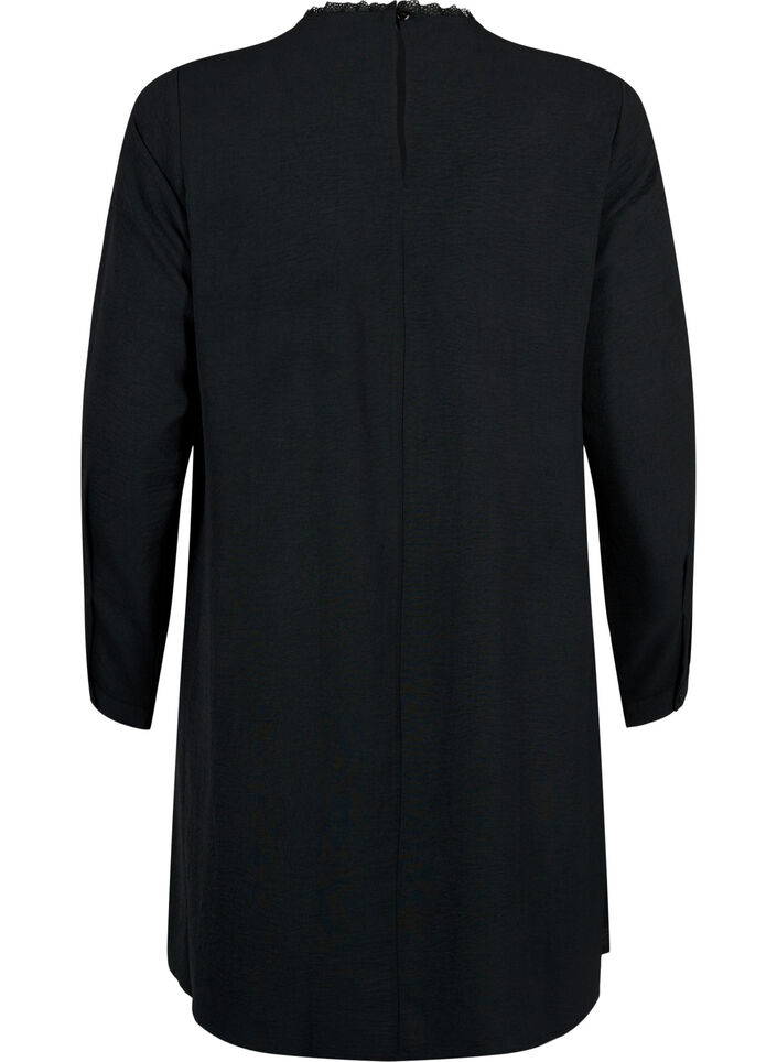 Kjole med blondedetaljer, Black, Packshot image number 1