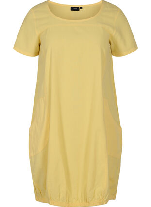 Kortærmet kjole i bomuld, Goldfinch, Packshot image number 0