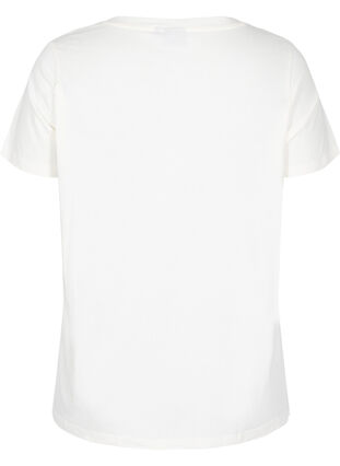 Økologisk bomulds t-shirt med snøredetalje, Warm Off-white, Packshot image number 1
