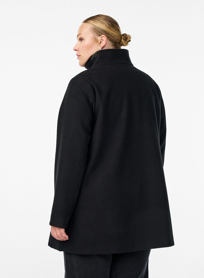 Kort frakke med A-facon, Sort, Model image number 2