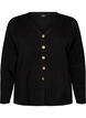 Finstrikket cardigan med dekorative knapper, Sort, Packshot image number 0