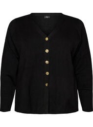 Finstrikket cardigan med dekorative knapper, Sort