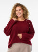 Ribstrikket sweater med dekorative knapper, Rød, Model image number 0