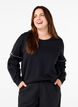 Sweatshirt med kontrastsyninger, Black, Model image number 0