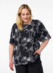 Kort&aelig;rmet bluse med broderet m&oslash;nster, Sort, Model image number 0