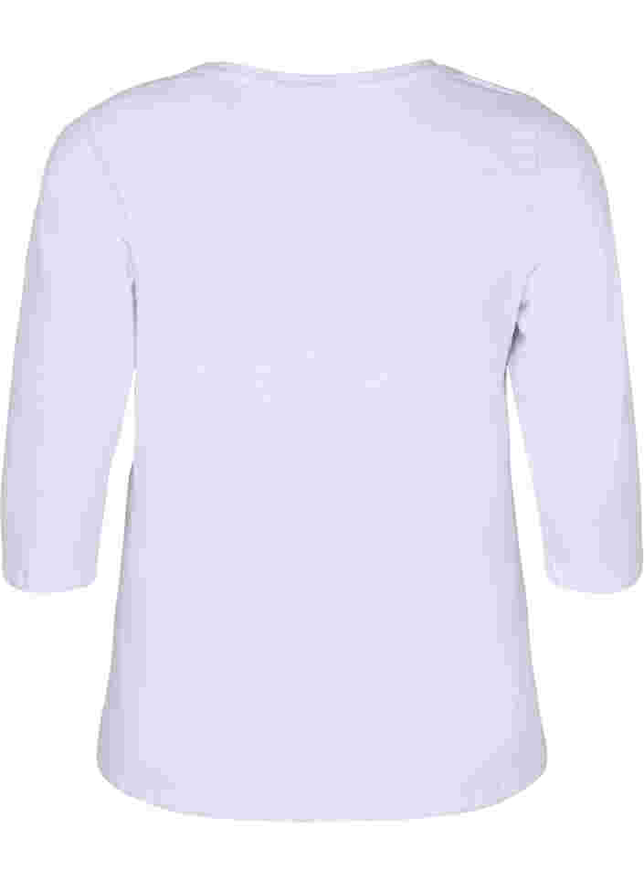 Basis bomulds t-shirt med 3/4 ærmer, Bright White, Packshot image number 1