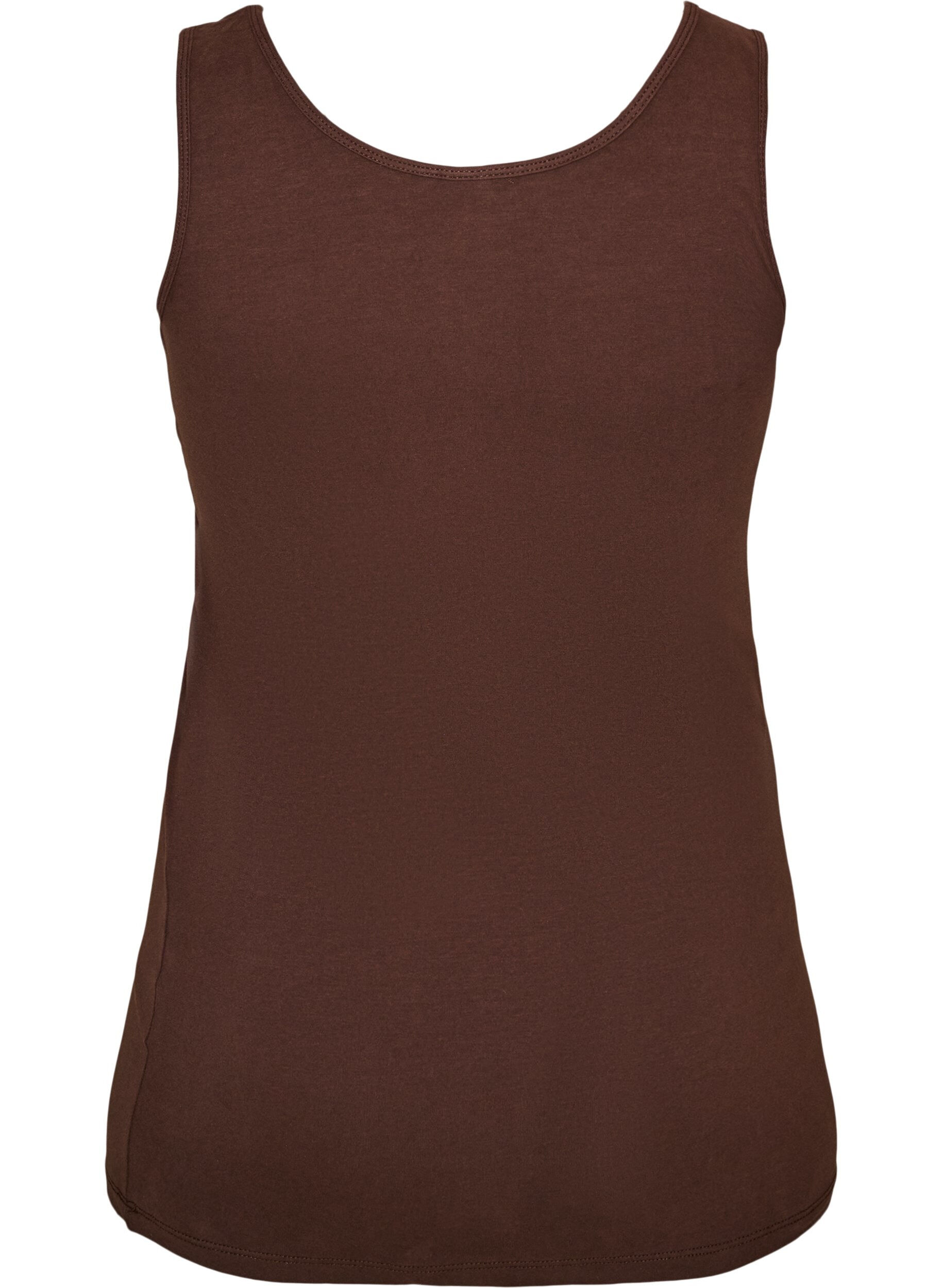 ZizziEnsfarvet basis top i bomuld, Brun, Packshot image number 1