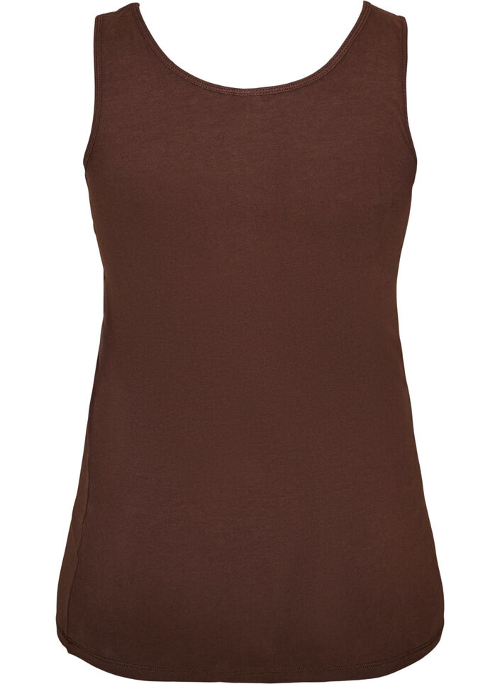Ensfarvet basis top i bomuld, Brun, Packshot image number 1