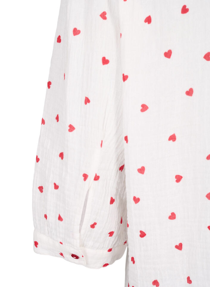 Skjortebluse med 3/4 ærmer, Hvid, Packshot image number 3