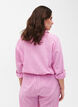 Skjortebluse med knaplukning i bomuldsmix med hør, Rosebloom, Model image number 1