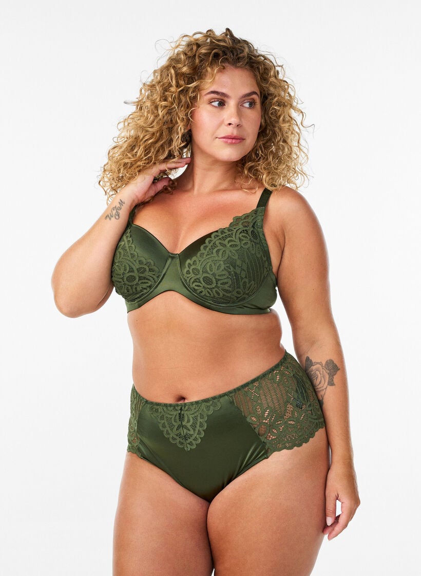 Vatteret b&oslash;jle-bh med blonde, Gr&oslash;n, Model image number 1
