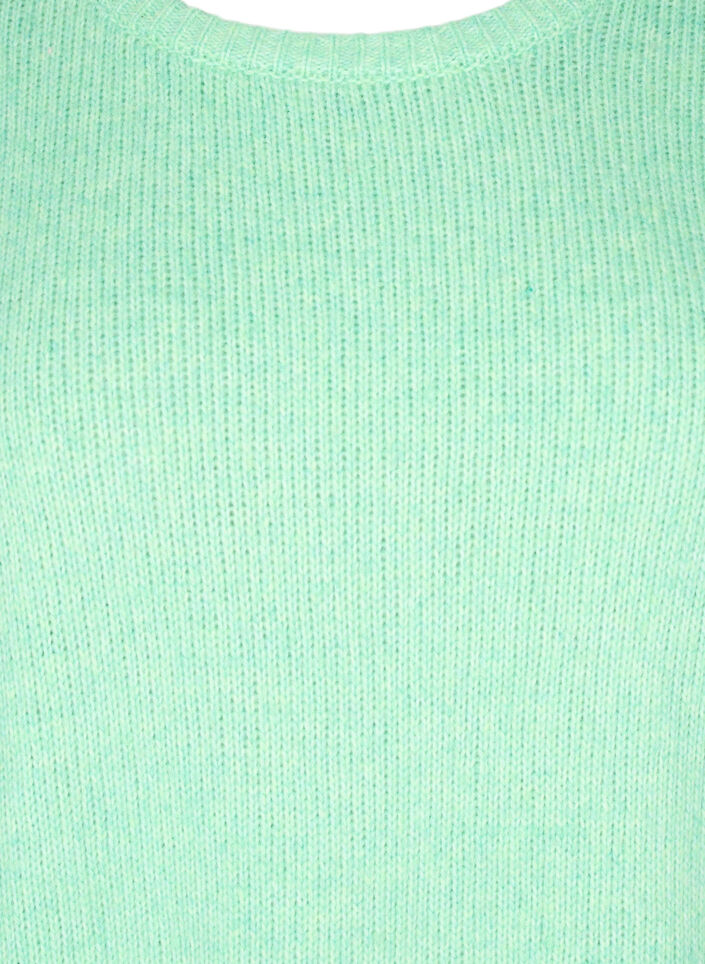 Langærmet strikbluse med uld og rund hals, Light G. Green Mel., Packshot image number 2