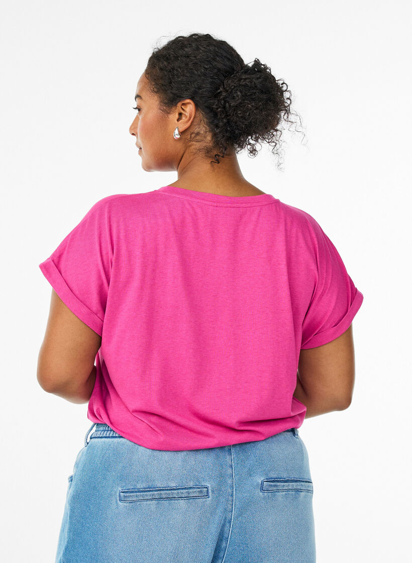Kort&aelig;rmet t-shirt i bomuldsblanding, Lyser&oslash;d, Model image number 2
