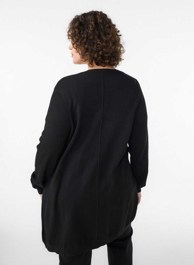Lang strikcardigan i viskosemix, Sort, Model image number 2
