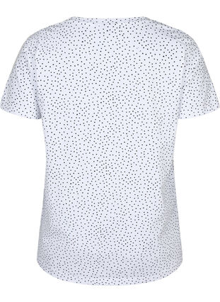 Bomulds t-shirt med prikker og v-hals, B.White/Black Dot, Packshot image number 1