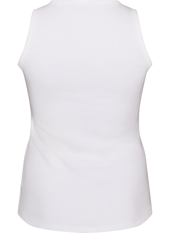 Ribtop i bomuld med h&oslash;j hals, Hvid, Packshot image number 1
