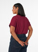Stribet T-shirt i viskose med rund hals, R&oslash;d, Model image number 2