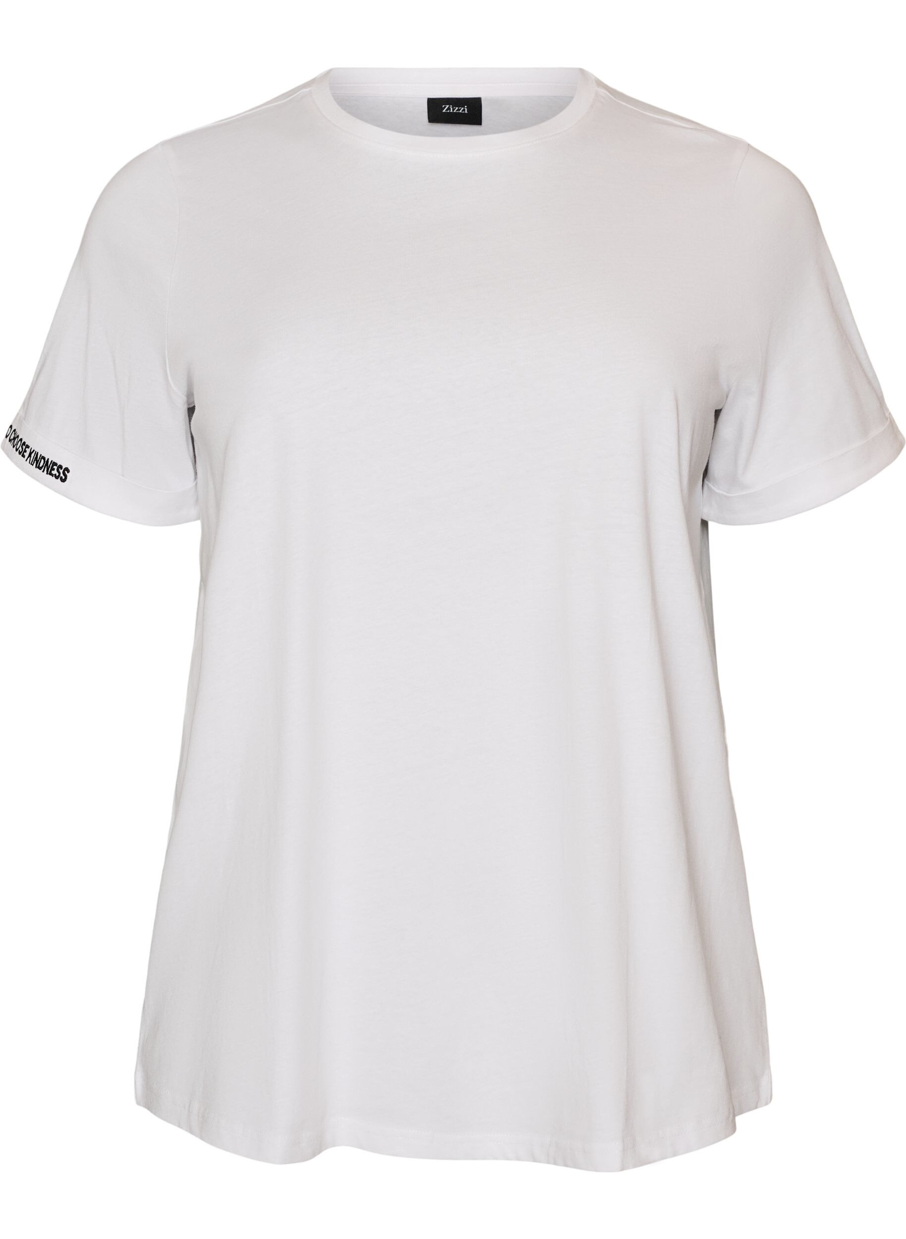 ZizziT-shirt i bomuld med tekstbroderi, Hvid, Packshot image number 0