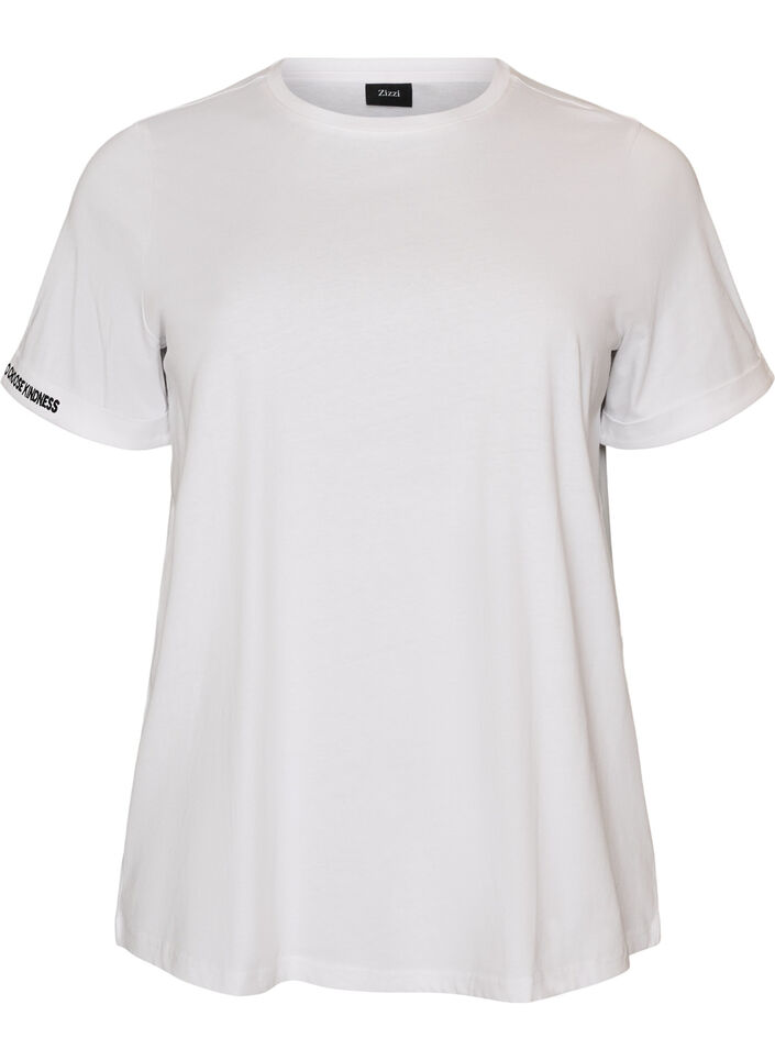 T-shirt i bomuld med tekstbroderi, Hvid, Packshot image number 0