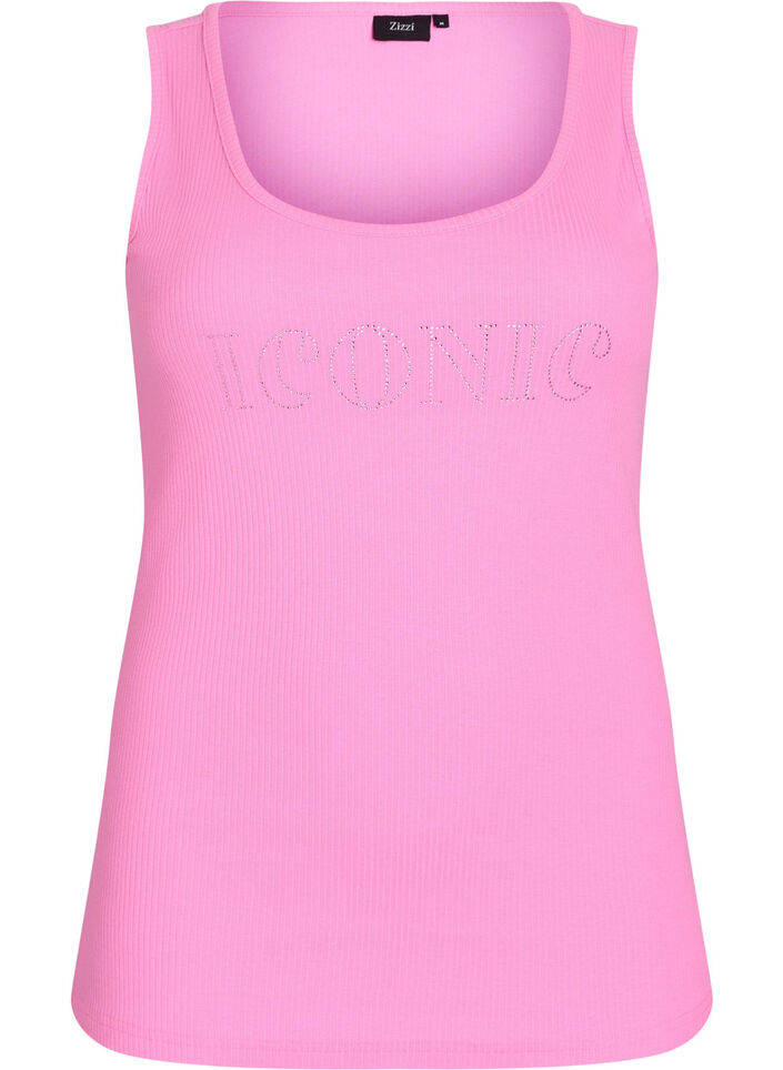 Tætsiddende tanktop med rhinsten, Lyserød, Packshot image number 0