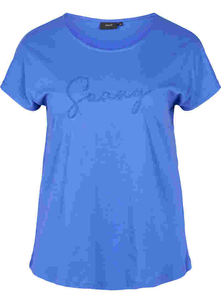 Løs bomulds t-shirt med korte ærmer, Dazzling Blue SUNNY, Packshot image number 0