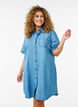 Denim skjortekjole med korte &aelig;rmer, Bl&aring;, Model image number 0
