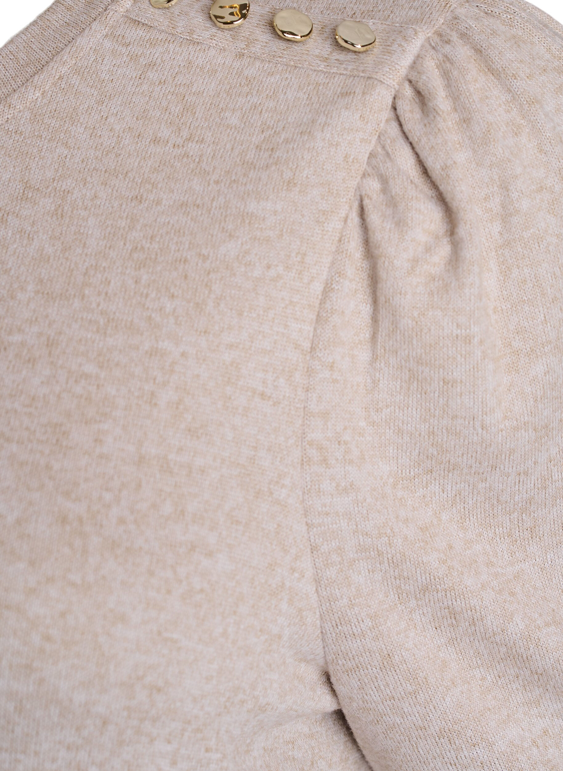 ZizziBluse med knapdetalje og korte puf&aelig;rmer, Beige, Packshot image number 3