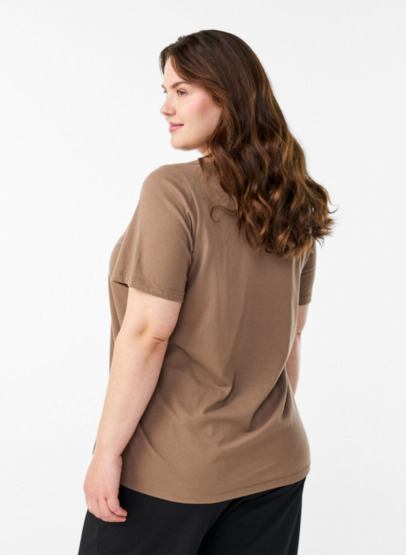 T-shirt med motiv, Brun, Model image number 2