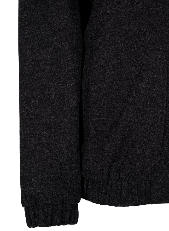Bomberjakke i uld-look med lommer, Dark Grey Melange, Packshot image number 3