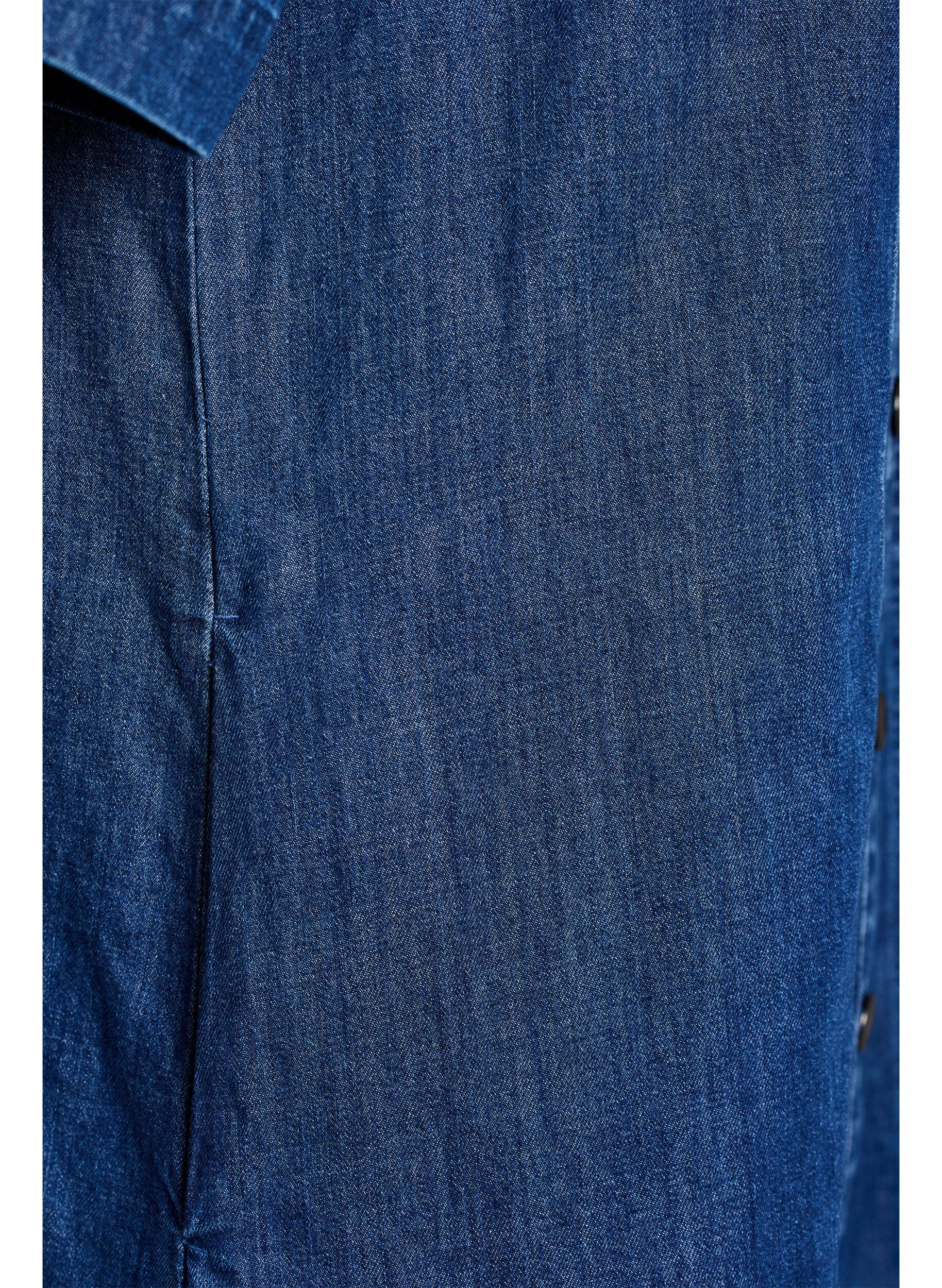 ZizziMidilang skjortekjole i denim, Bl&aring;, Packshot image number 3