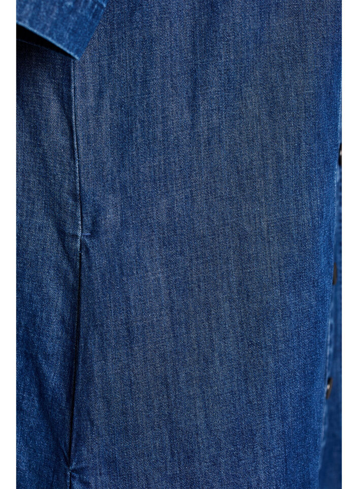 Midilang skjortekjole i denim, Bl&aring;, Packshot image number 3