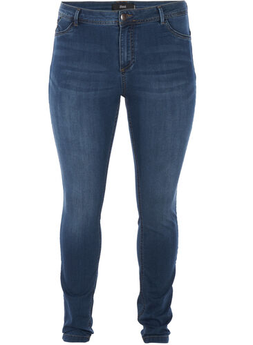 Super slim Amy jeans med høj talje, Blue d. washed, Packshot image number 0