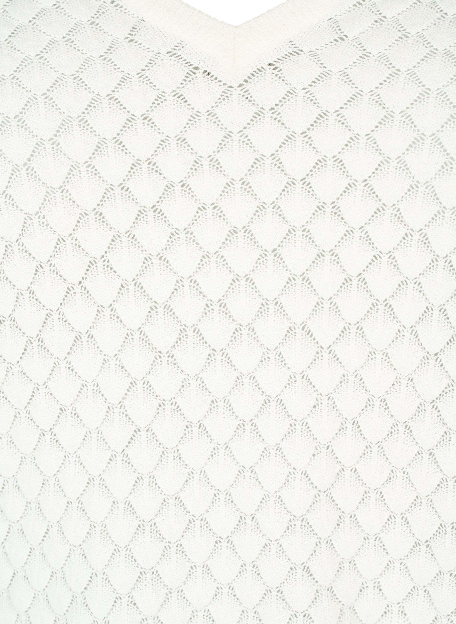 Zizzi Strukturm&oslash;nstret strikbluse i &oslash;kologisk bomuld, Cloud Dancer, Packshot image number 2