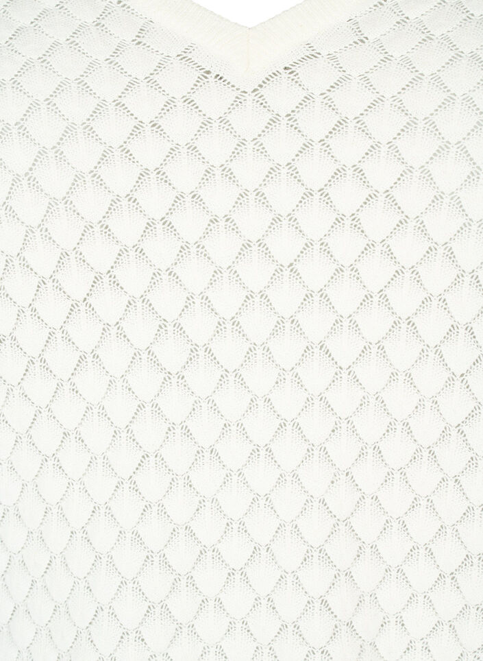 Strukturmønstret strikbluse i økologisk bomuld, Cloud Dancer, Packshot image number 2