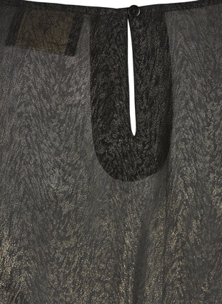 Bluse med pufærmer og smock, Black w. Gold, Packshot image number 3