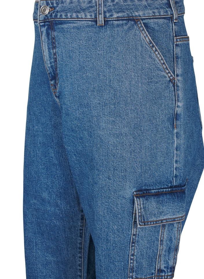 Cargojeans med høj talje, Blue Denim, Packshot image number 2