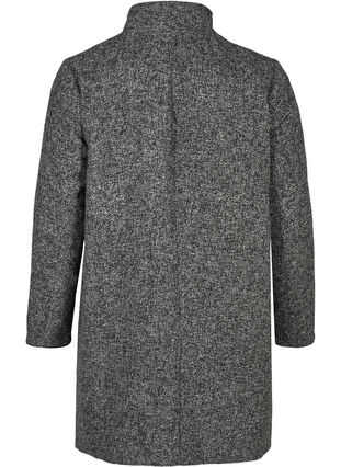 Meleret jakke med høj hals og lynlås, Dark Grey Melange, Packshot image number 1