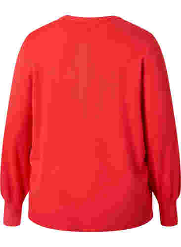 Ribbet cardigan med knaplukning, Poppy Red, Packshot image number 1