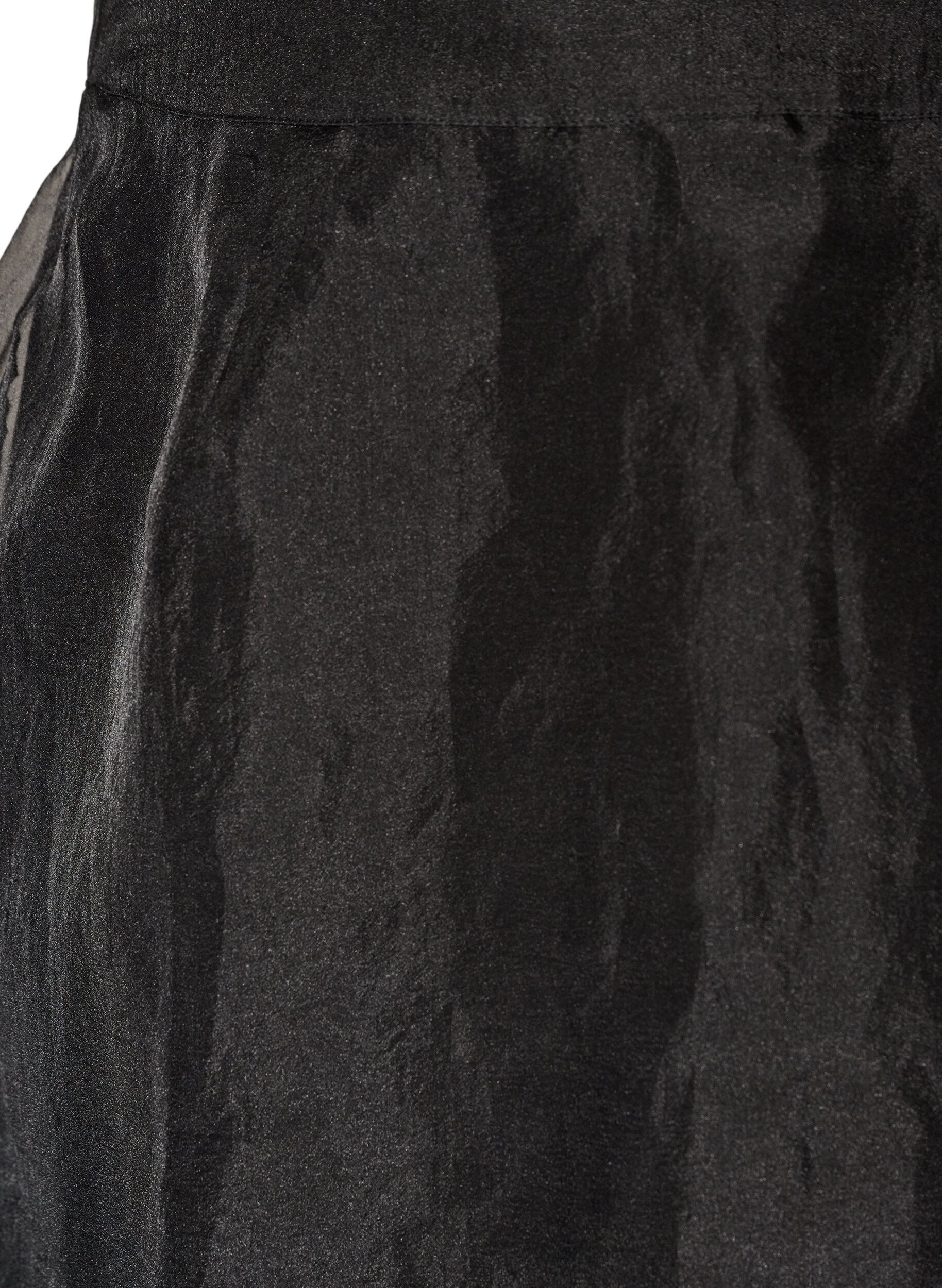ZizziLang nederdel i organza-look, Sort, Packshot image number 2
